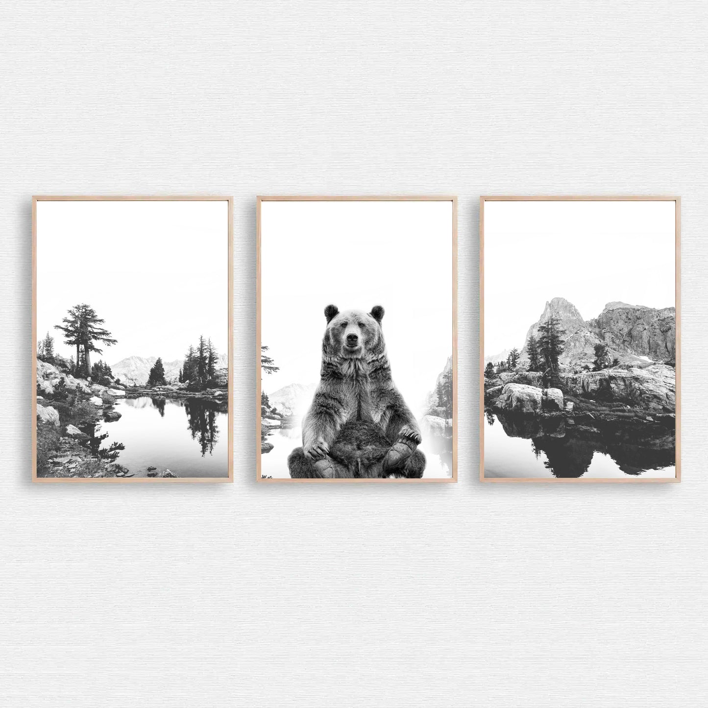Bear black white photo.