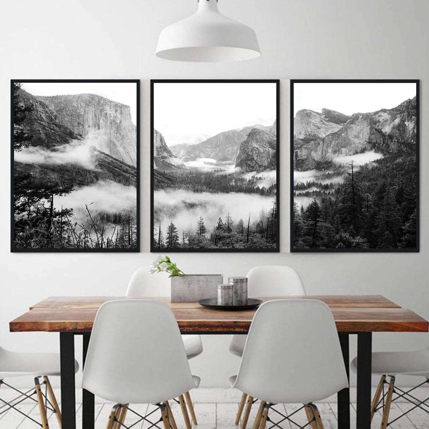 Yosemite triptych in black color frames.