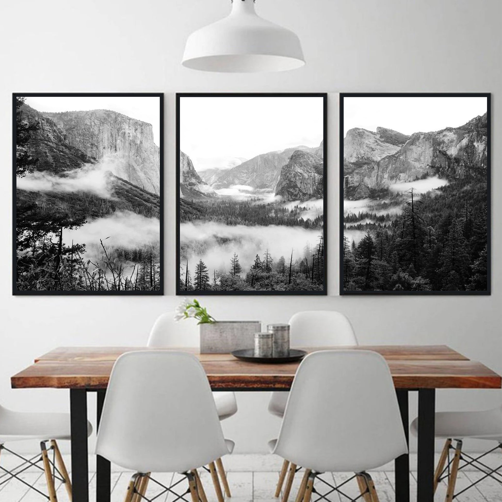 Yosemite triptych in black color frames.