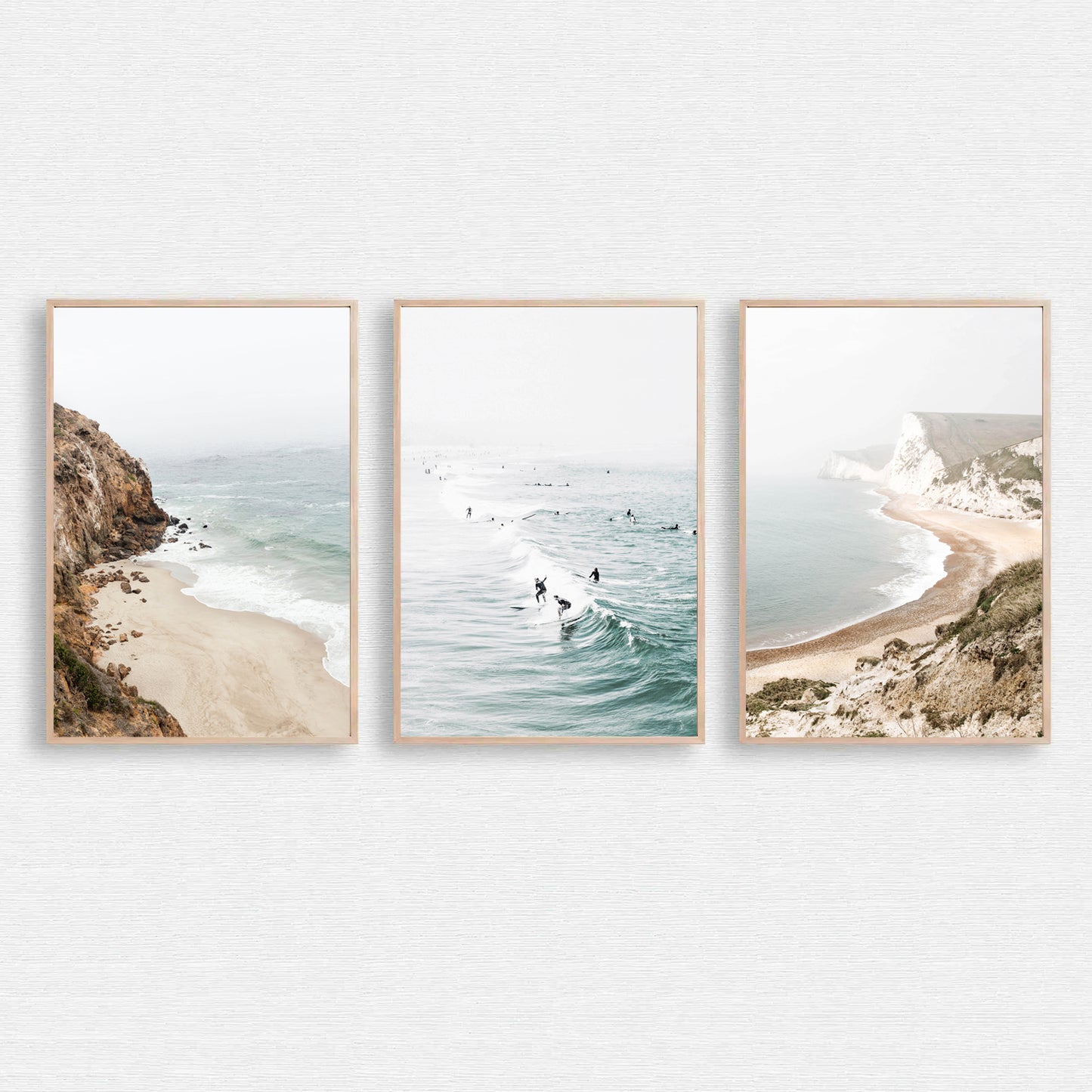 Coastal 3 piece wall art with California landscapes.