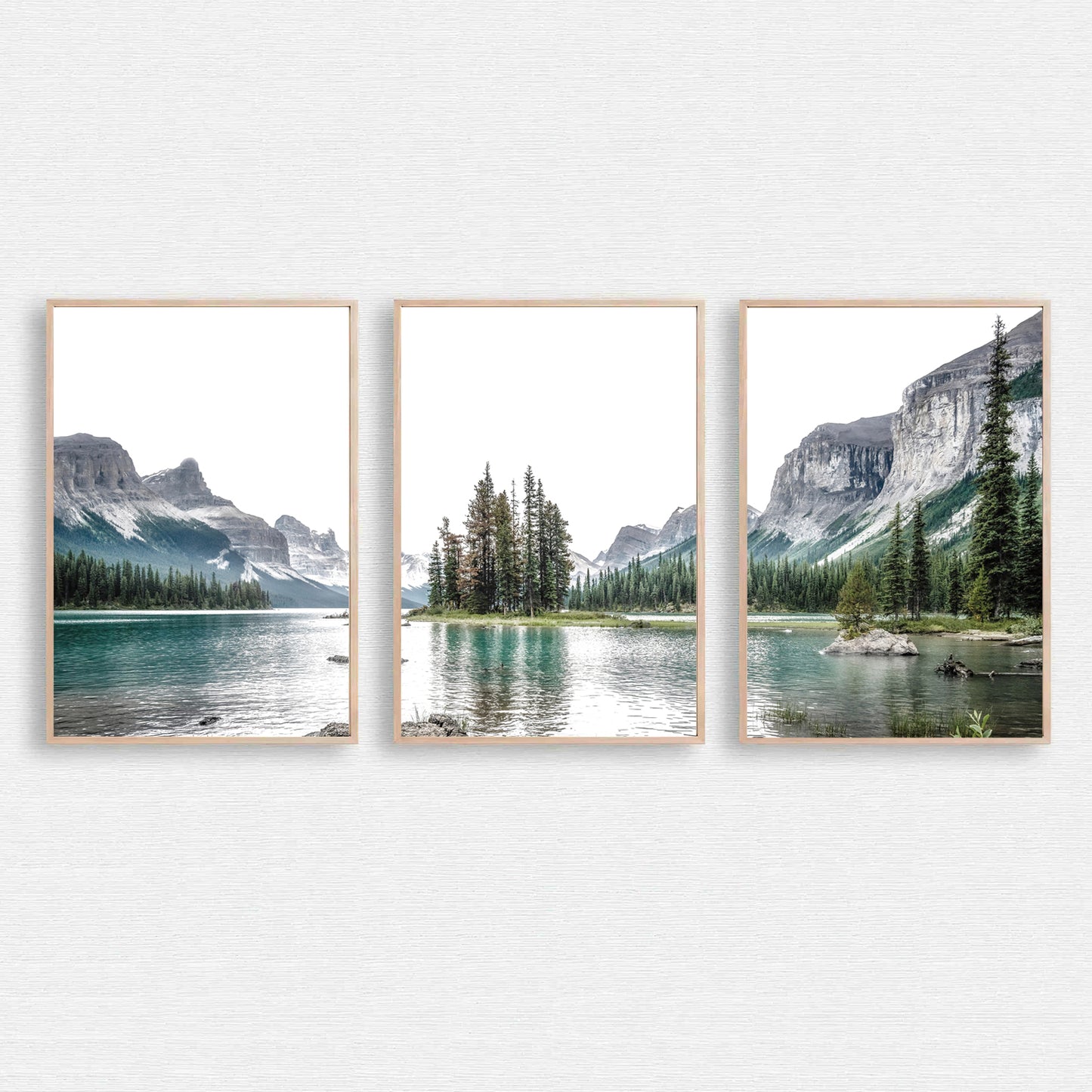 Spirit Island on Maligne Lake triptych.
