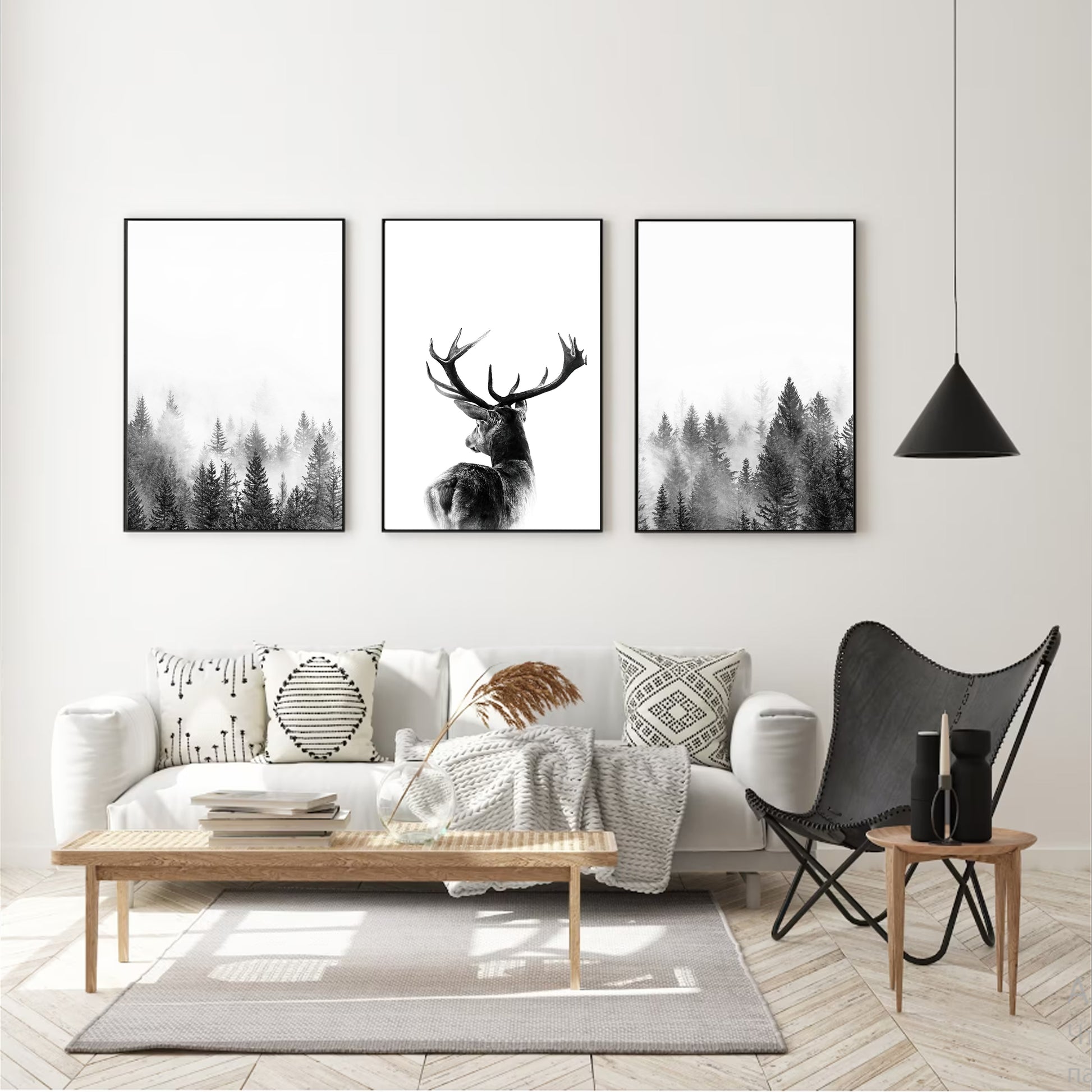 Deer black and white poster.