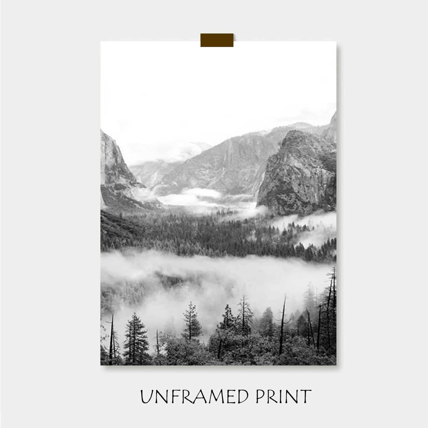 Yosemite National Park black and white photo.
