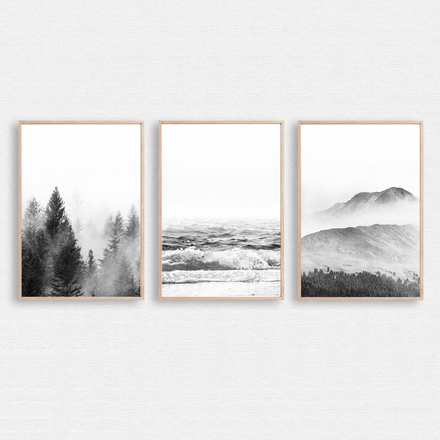 Scandinavian wall art of 3 nature prints.