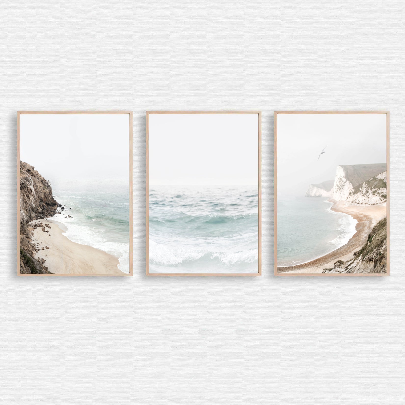 California coastal landscape triptych.