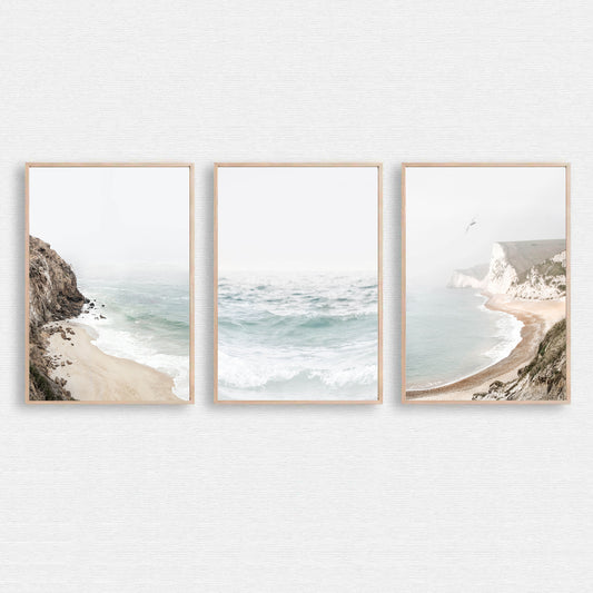 California coastal landscape triptych.