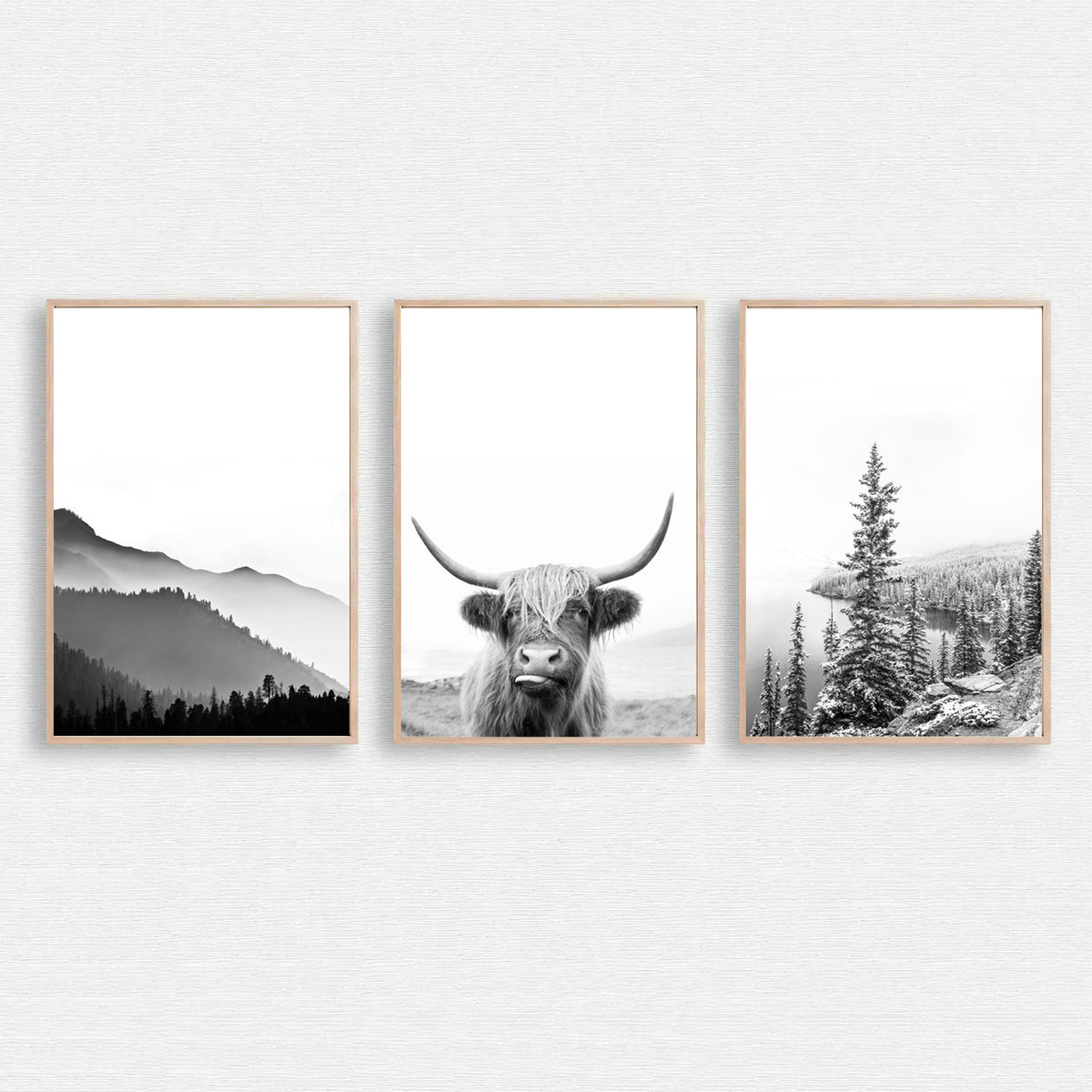 Black white mountain wall rt set.
