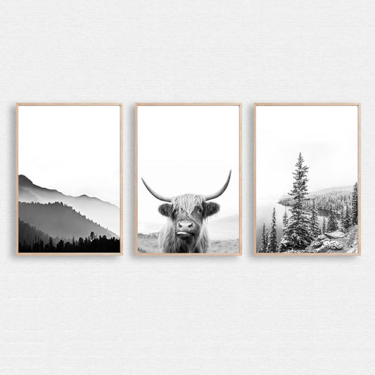 Black white mountain wall rt set.