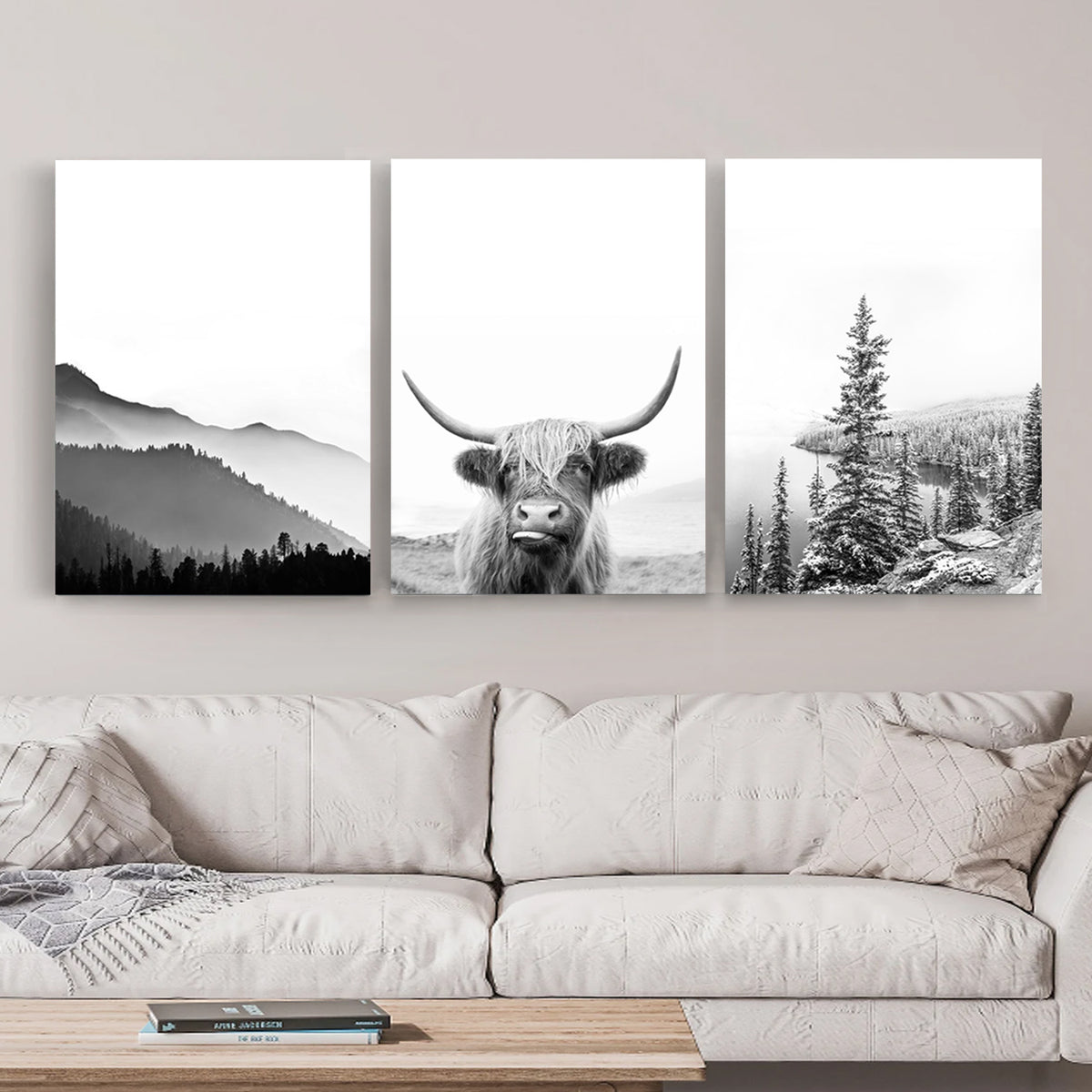 Canvas Wall art set in living room.