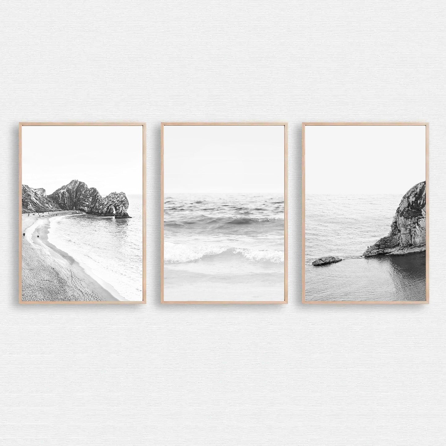 Black and white ocean 3 piece wall art.