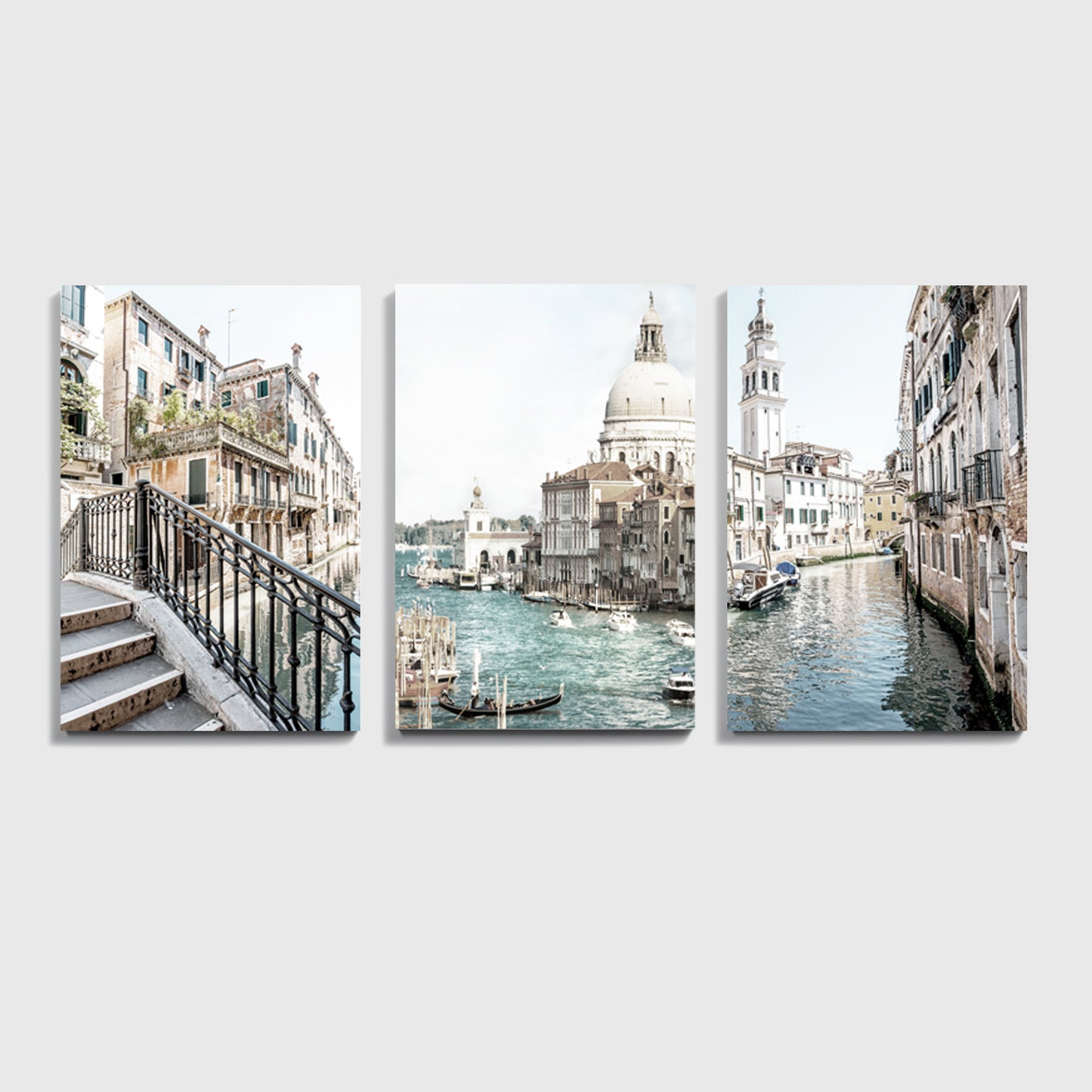 Venice canals 3 panel canvas set.