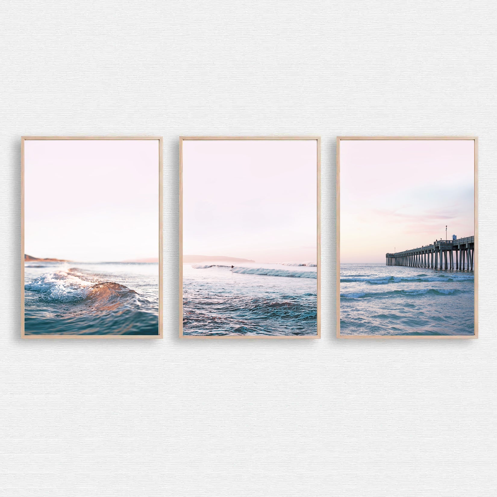 Ocean sunset 3 piece wall art.