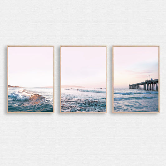 Ocean sunset 3 piece wall art.