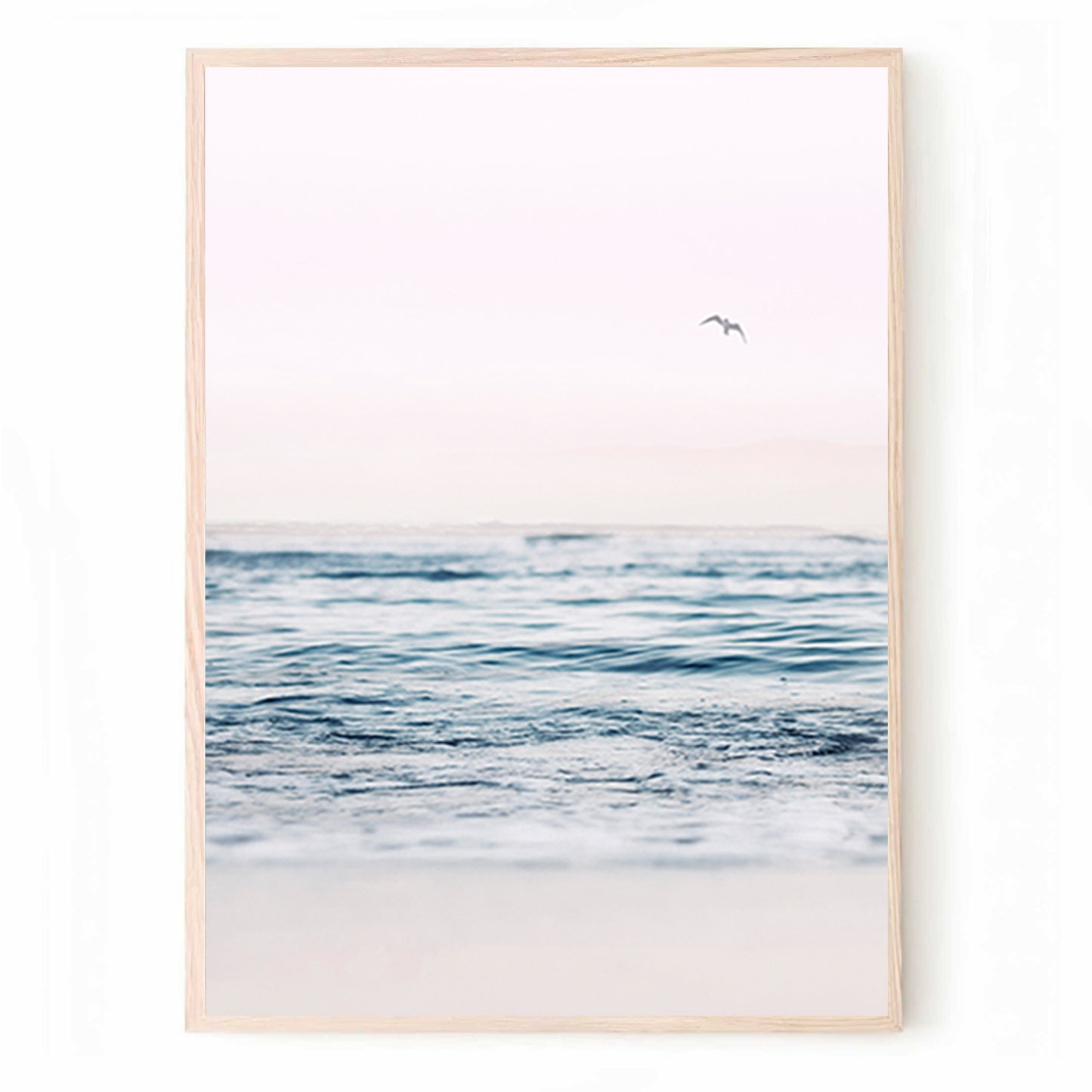 Ocean Waves and Gulls 3 Piece Wall Art | Sunrise on the Beach Triptych