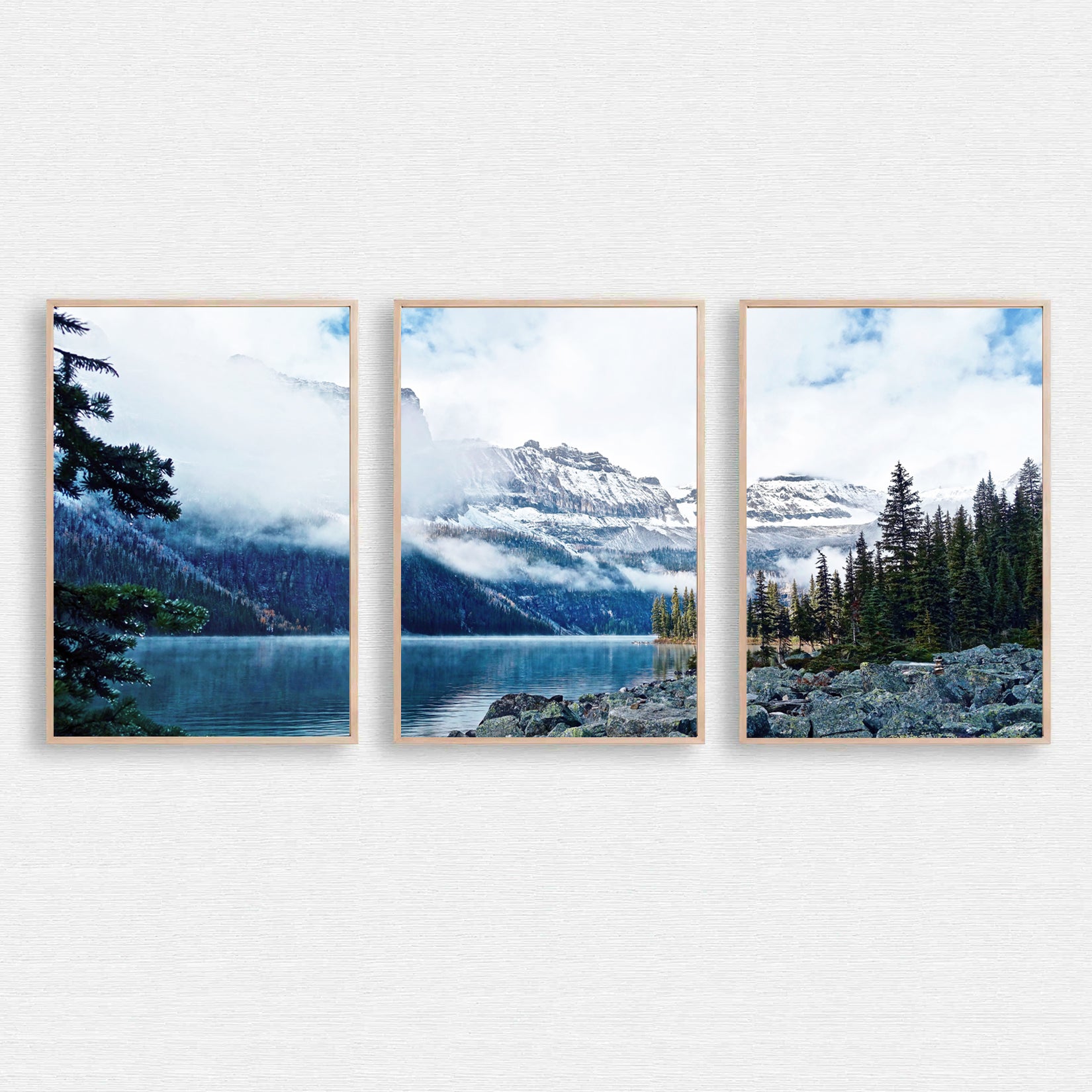 Navy blue landscape triptych.
