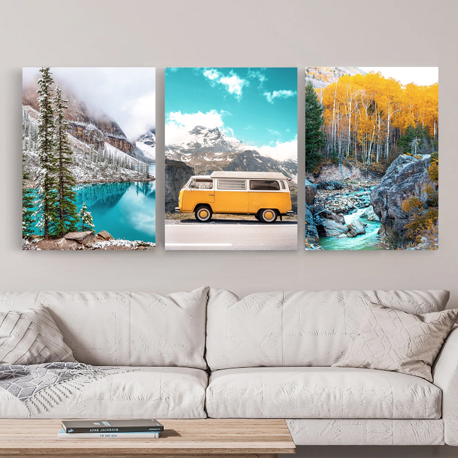 Nordic nature landscapes canvas wall art set.