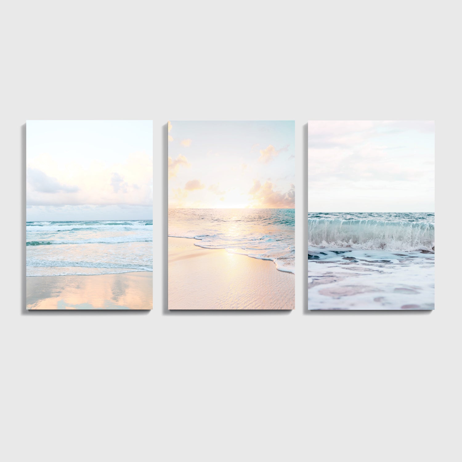 Coastal 3 piece canvas wall art.