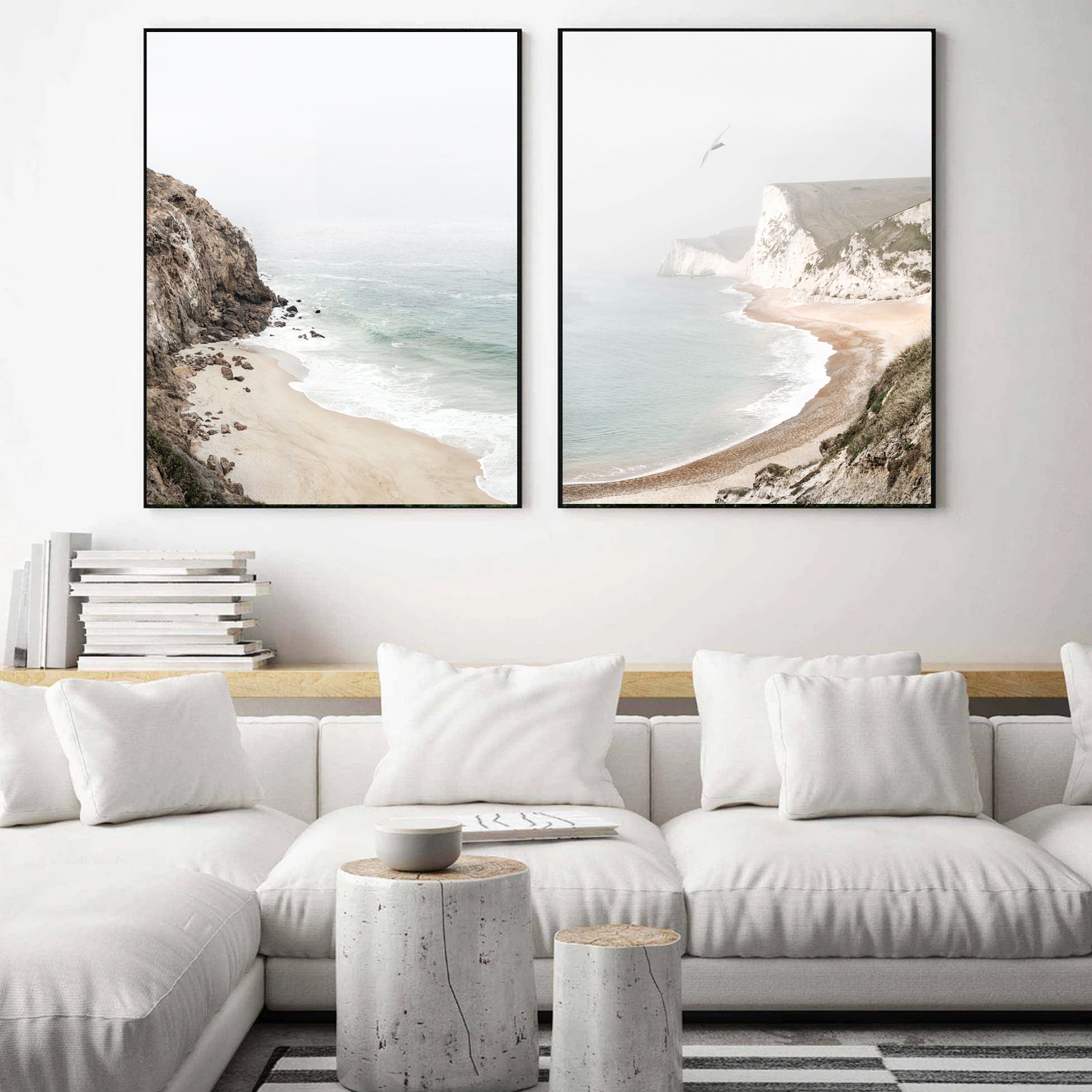 California coastal landscapes in black color frames.