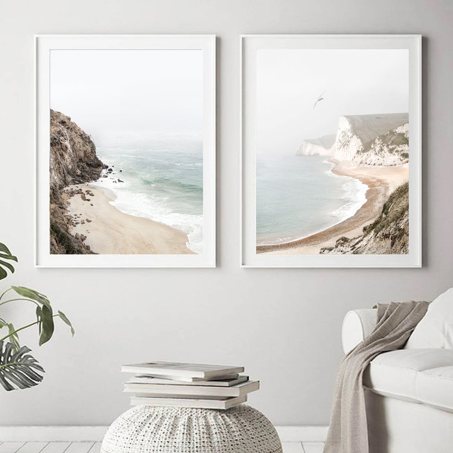 California coastal landscapes in white color frames.