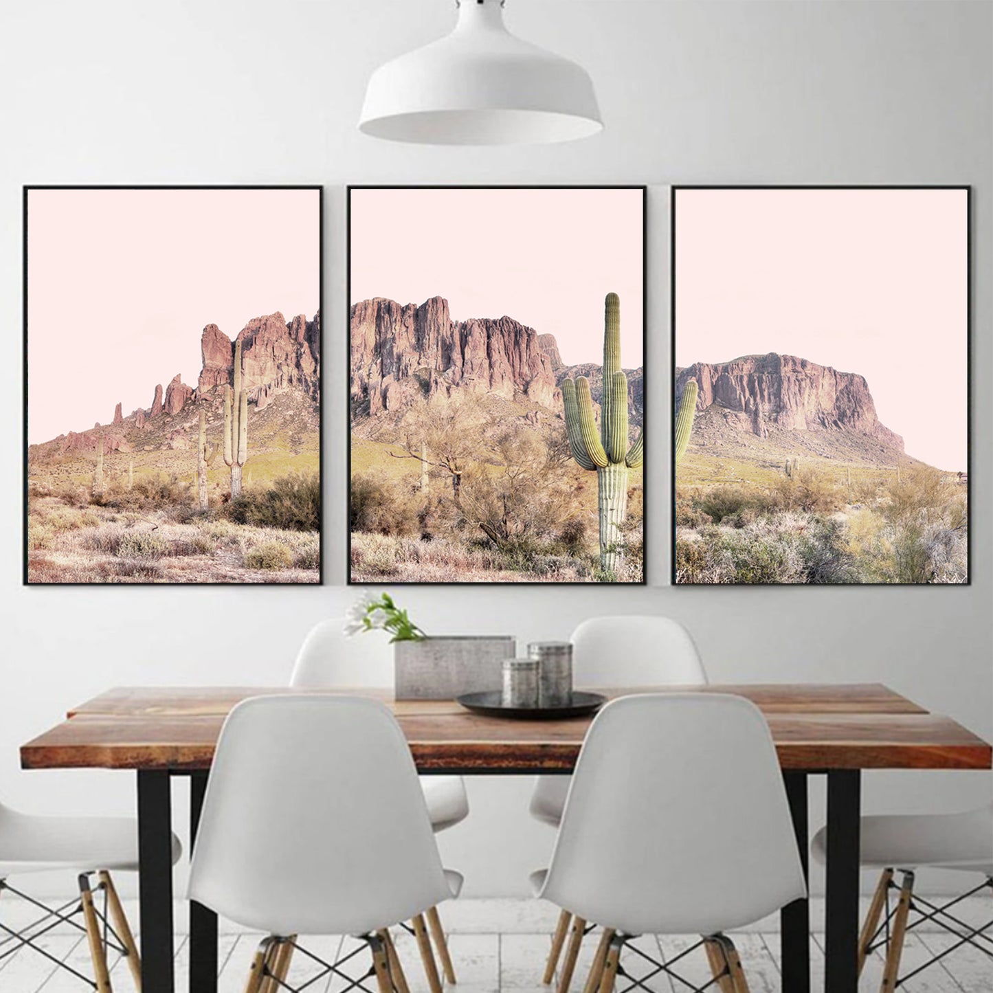 Desert landscape print set in black color frames.