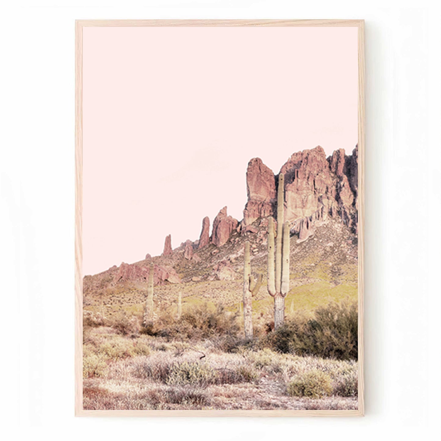 Desert Landscape 3 Piece Wall Art with Cactus | Boho Cactus Triptych