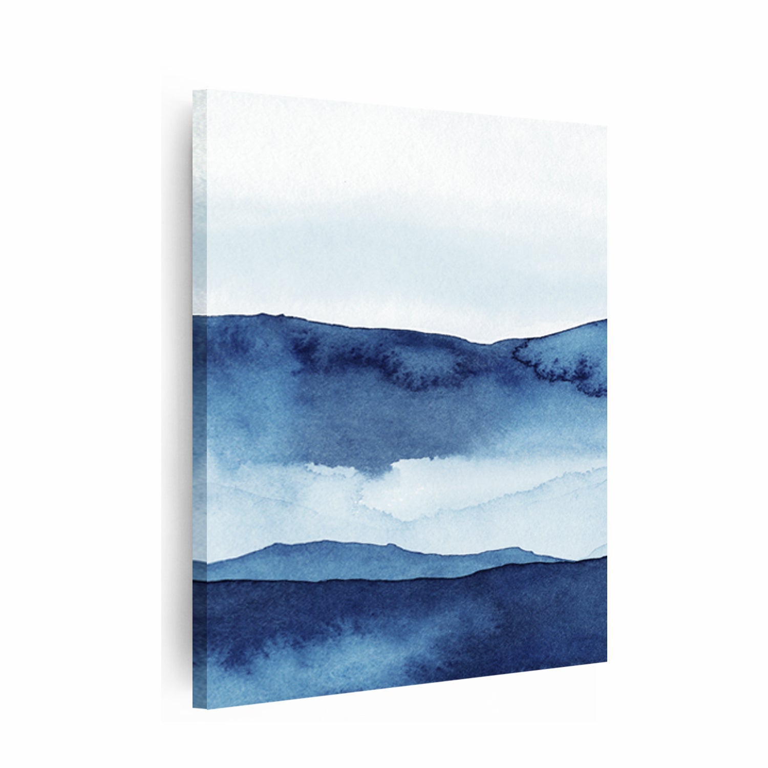 Blue watercolor canvas art.