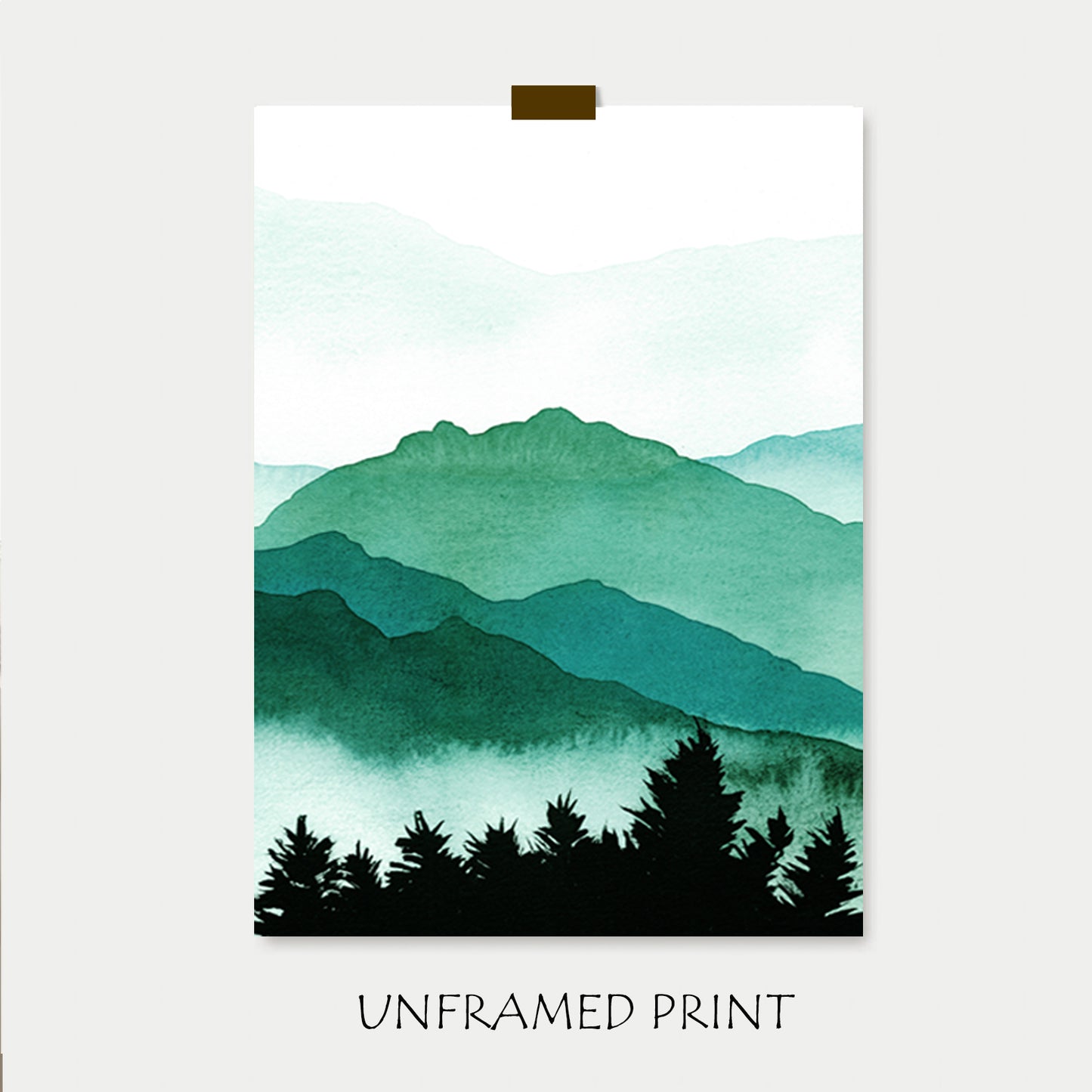 Mountain watercolor print.