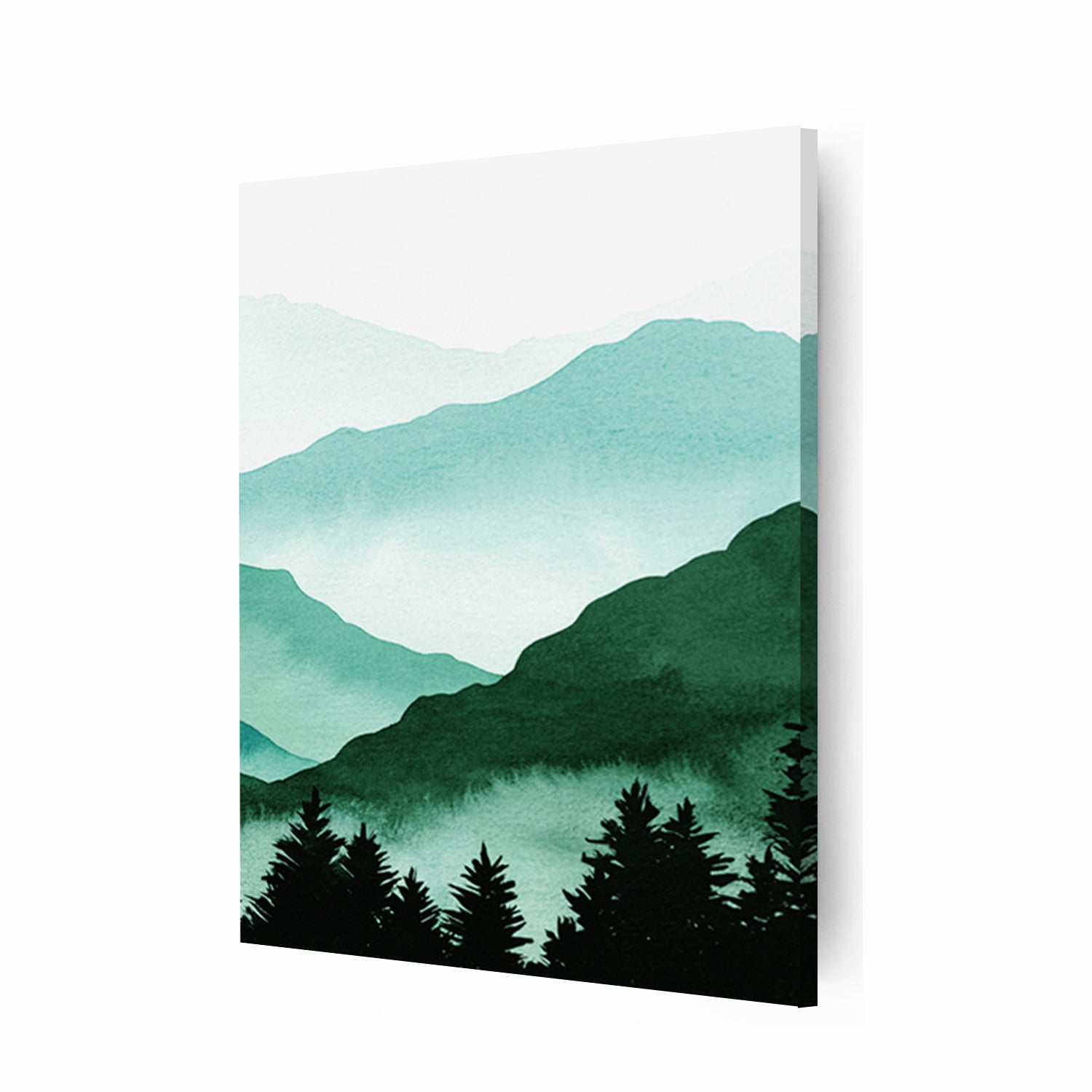 Green watercolor canvas art.