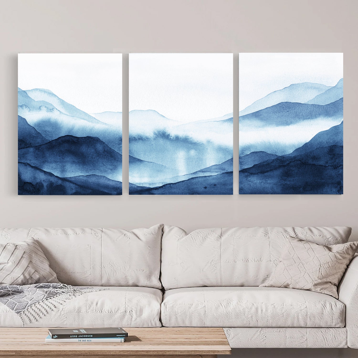 Blue art 3 panel canvas.