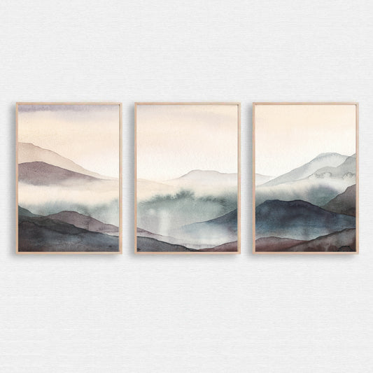 Trendy watercolor wall art in pastel colors.