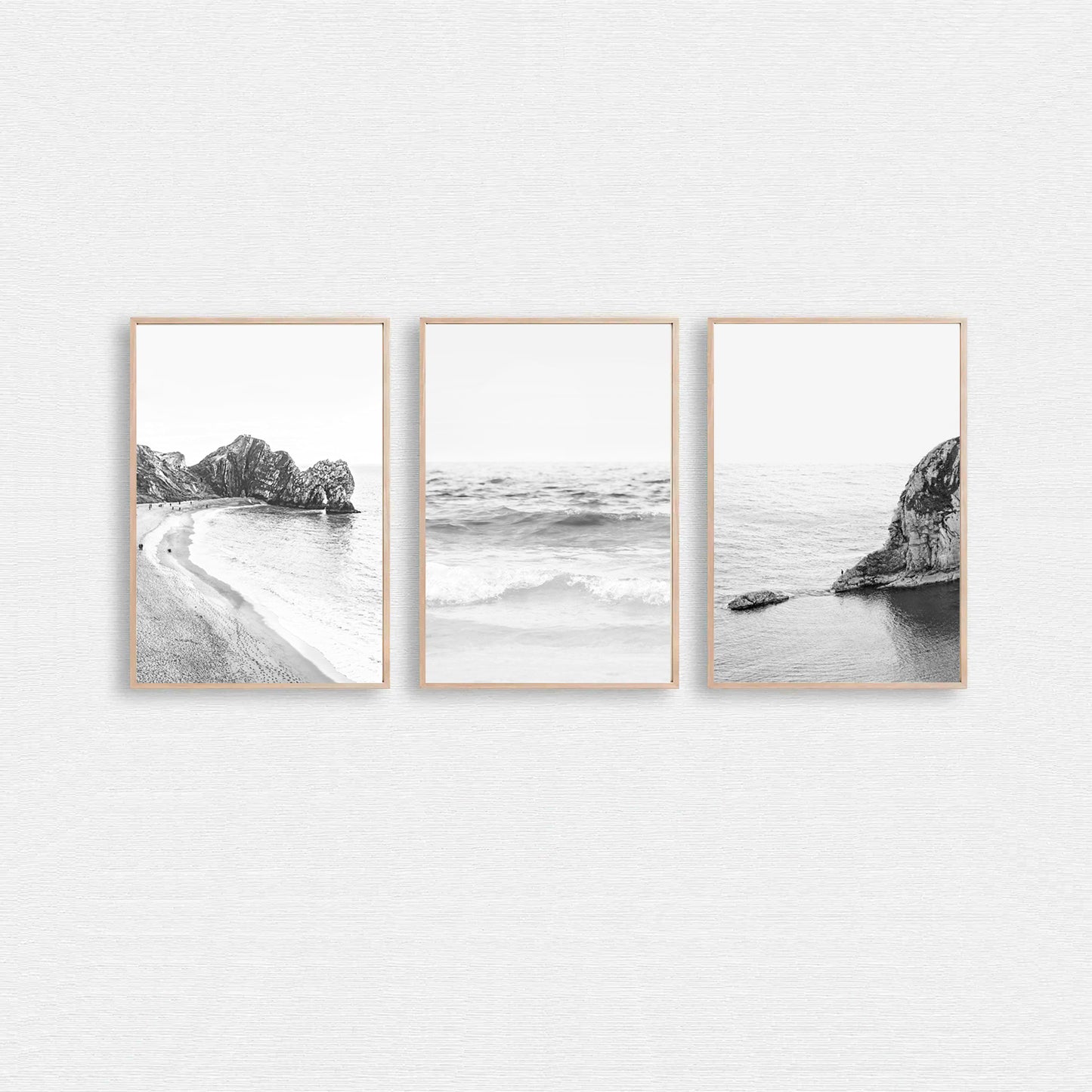 Black and white ocean 3 piece wall art.