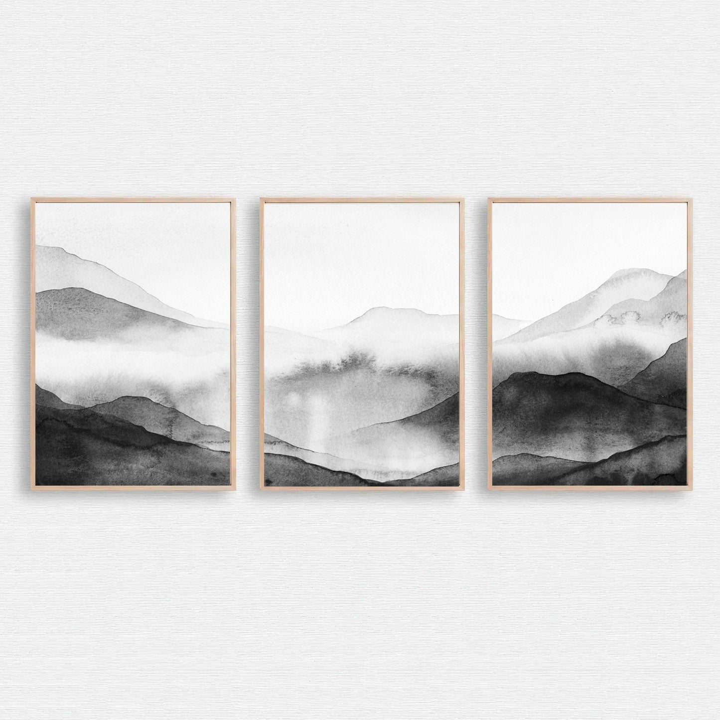 Abstract watercolor 3 piece wall art.