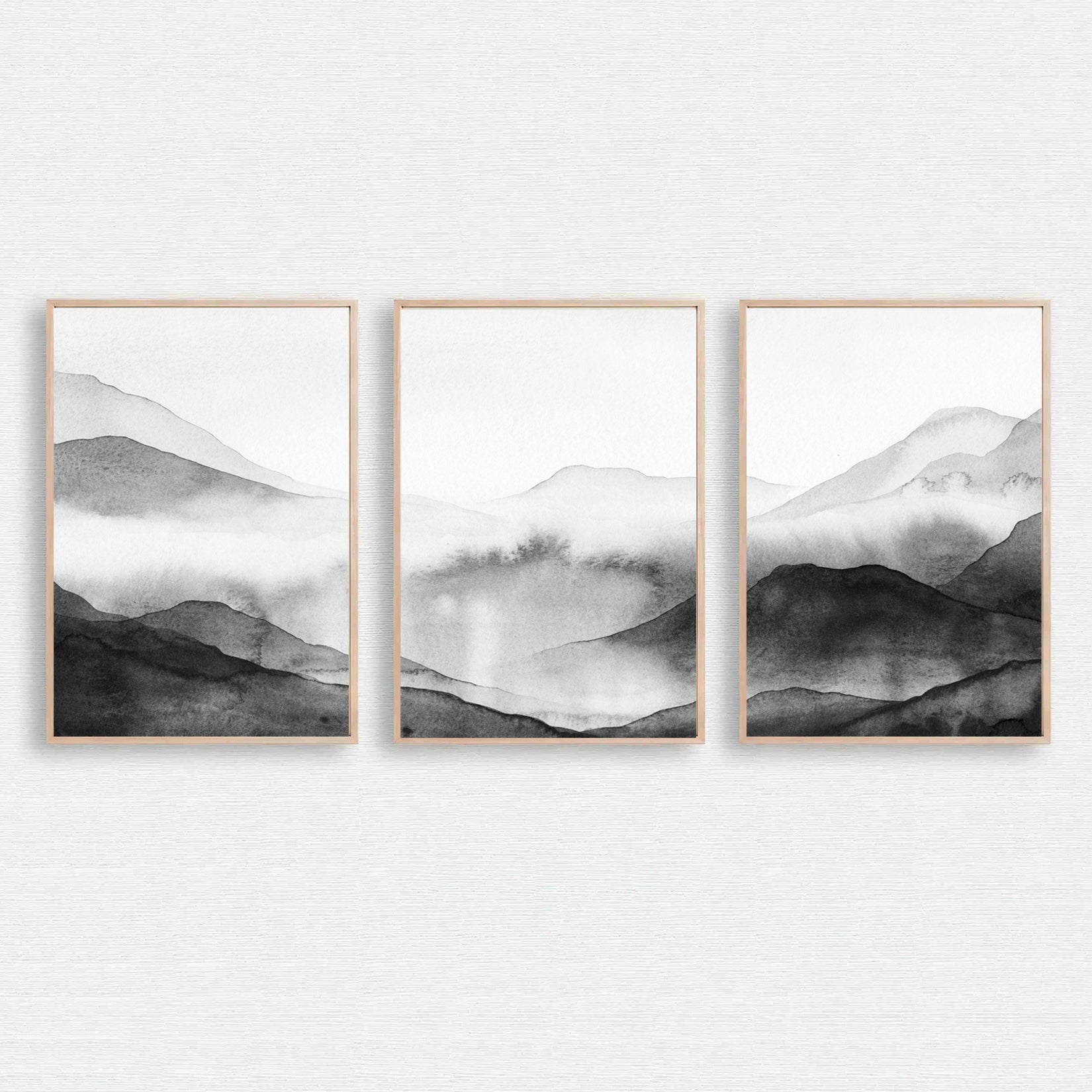 Abstract watercolor 3 piece wall art.