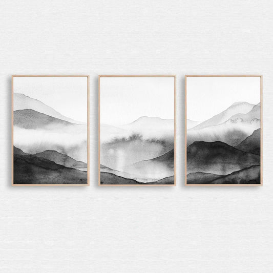 Abstract watercolor 3 piece wall art.