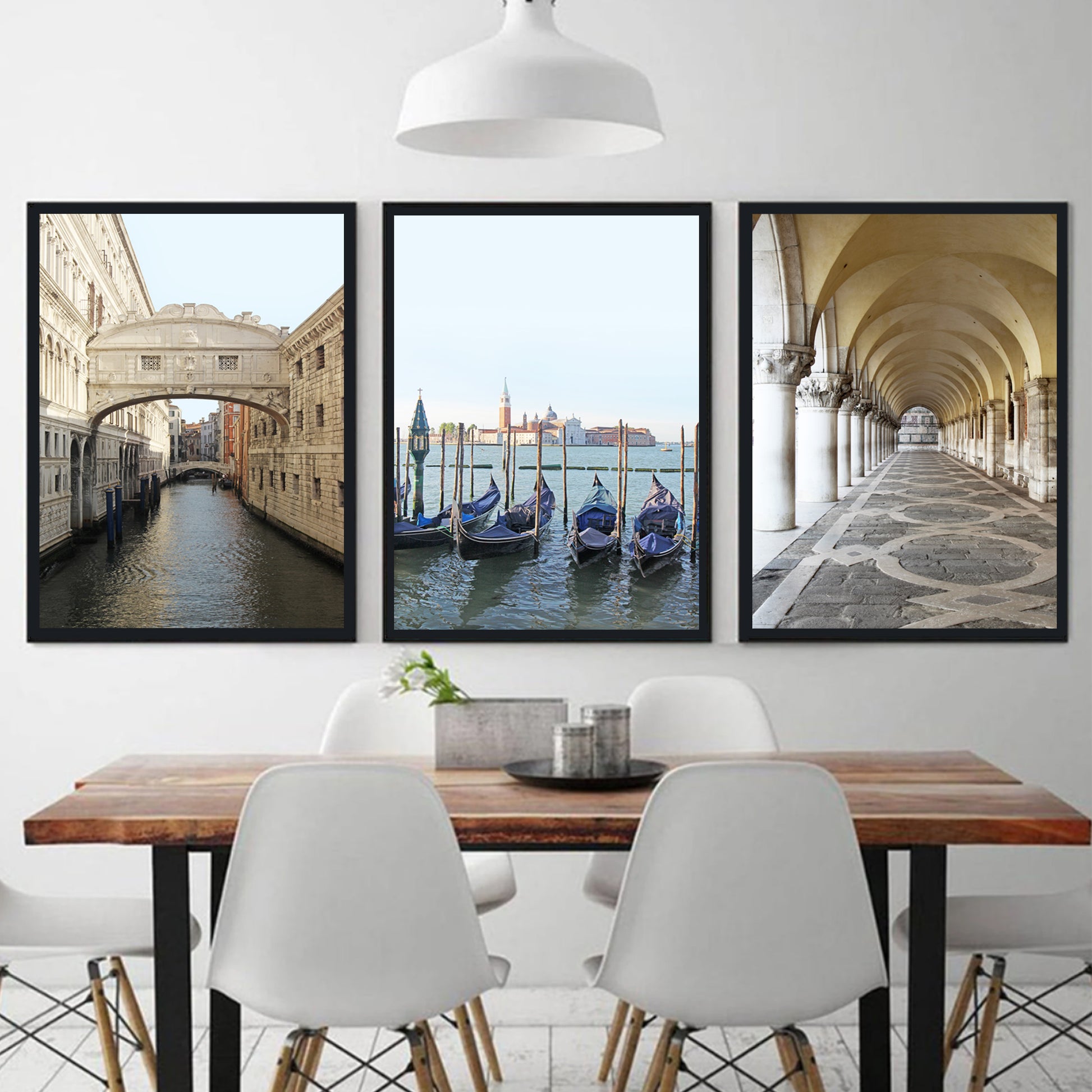 Venice triptych in black color frames.