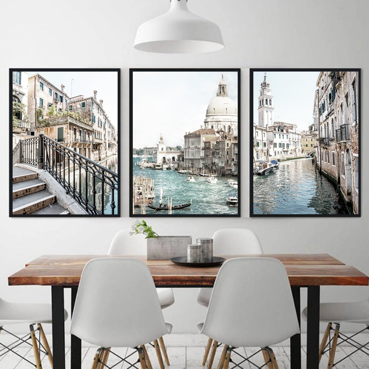 Venice triptych in black color frames.