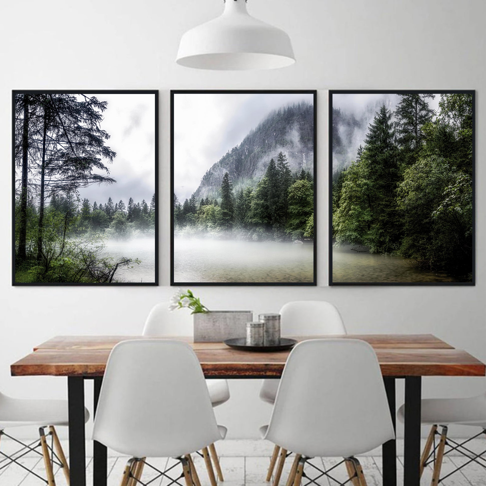 Misty forest set in black color frames.