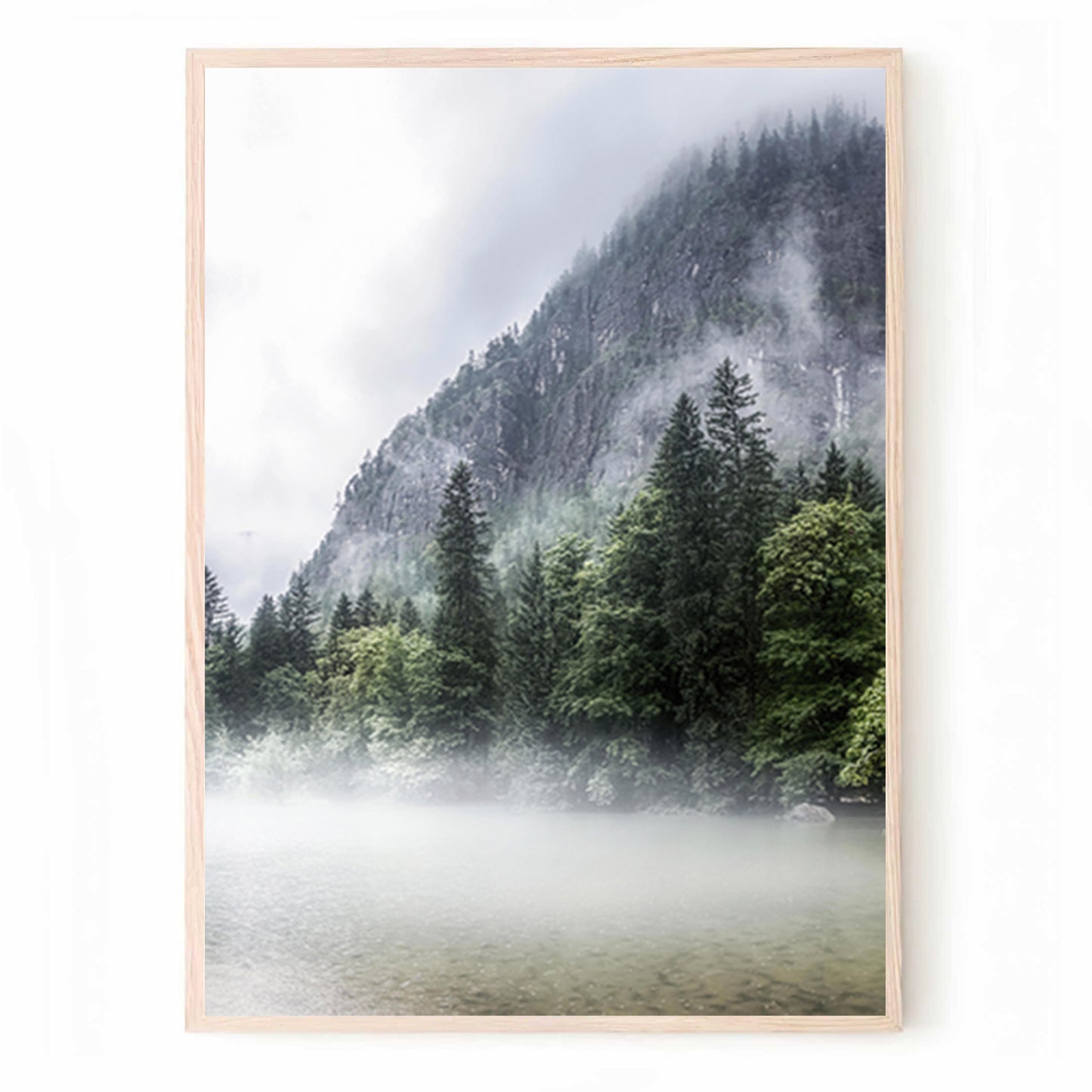 Décoration murale en 3 parties Forêt matinale avec brouillard | Triptyque de paysage de forêt brumeuse