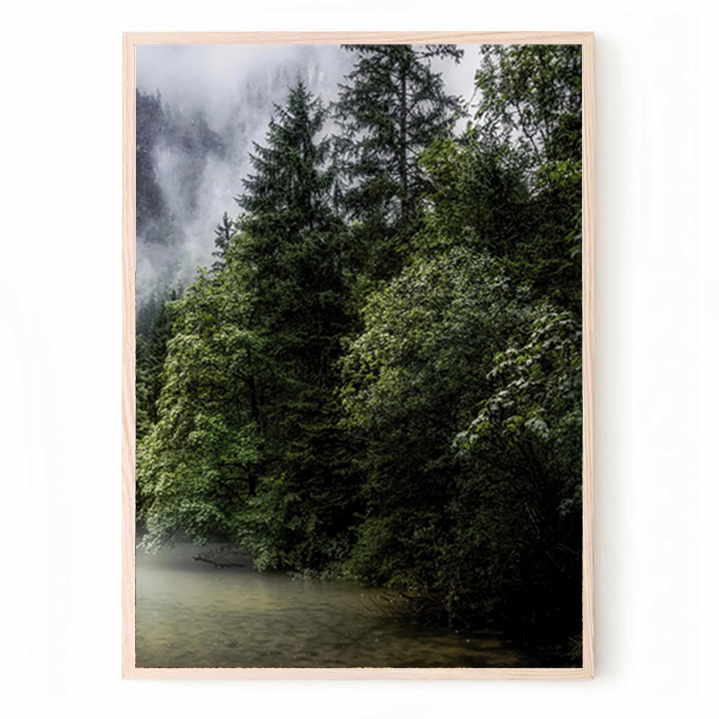 Décoration murale en 3 parties Forêt matinale avec brouillard | Triptyque de paysage de forêt brumeuse