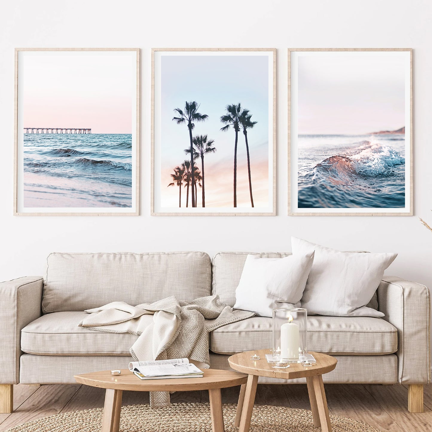 Seaside landscape 3 piece wall art.