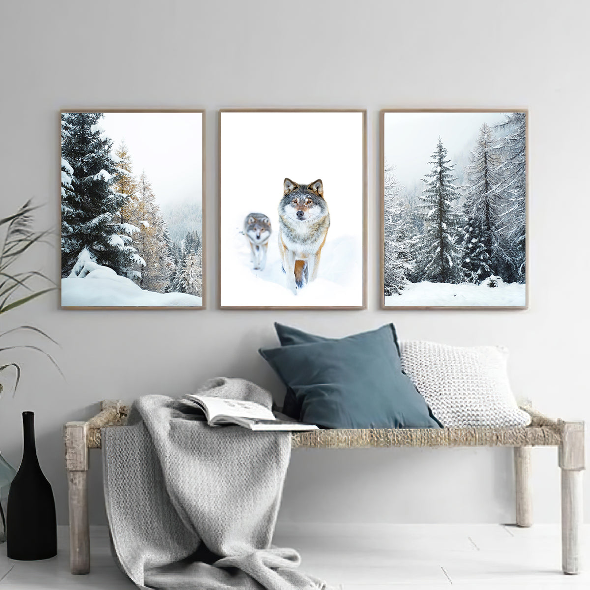 Winter nature landscape triptych.
