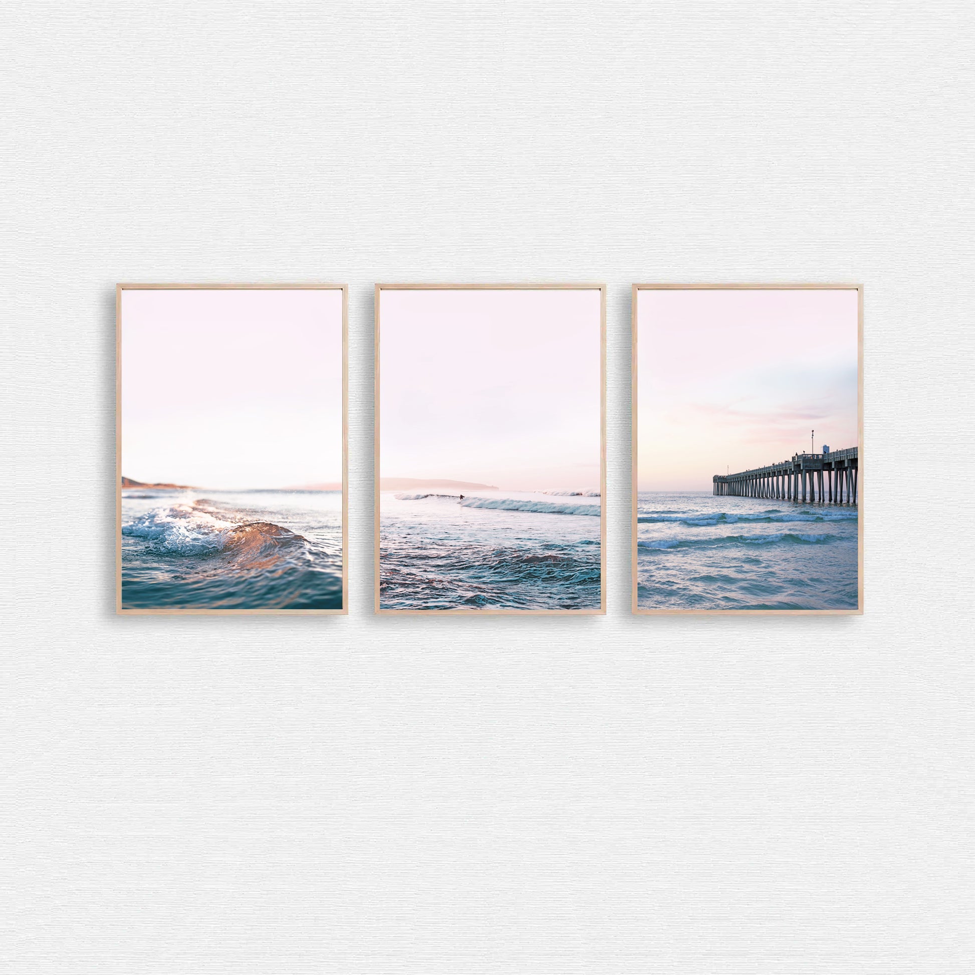 Ocean sunset 3 piece wall art.