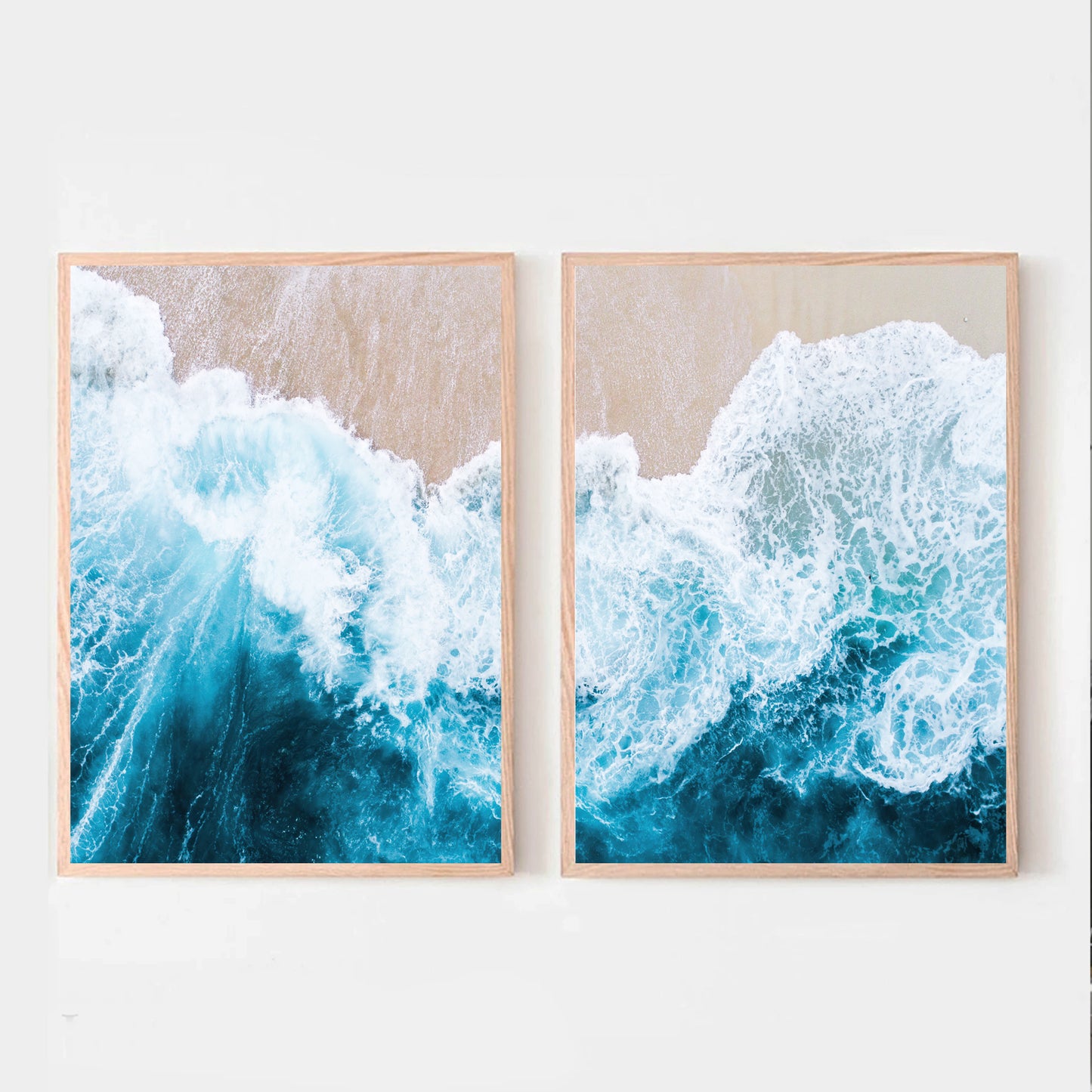 Two piece set of ocean wave aerial photos.