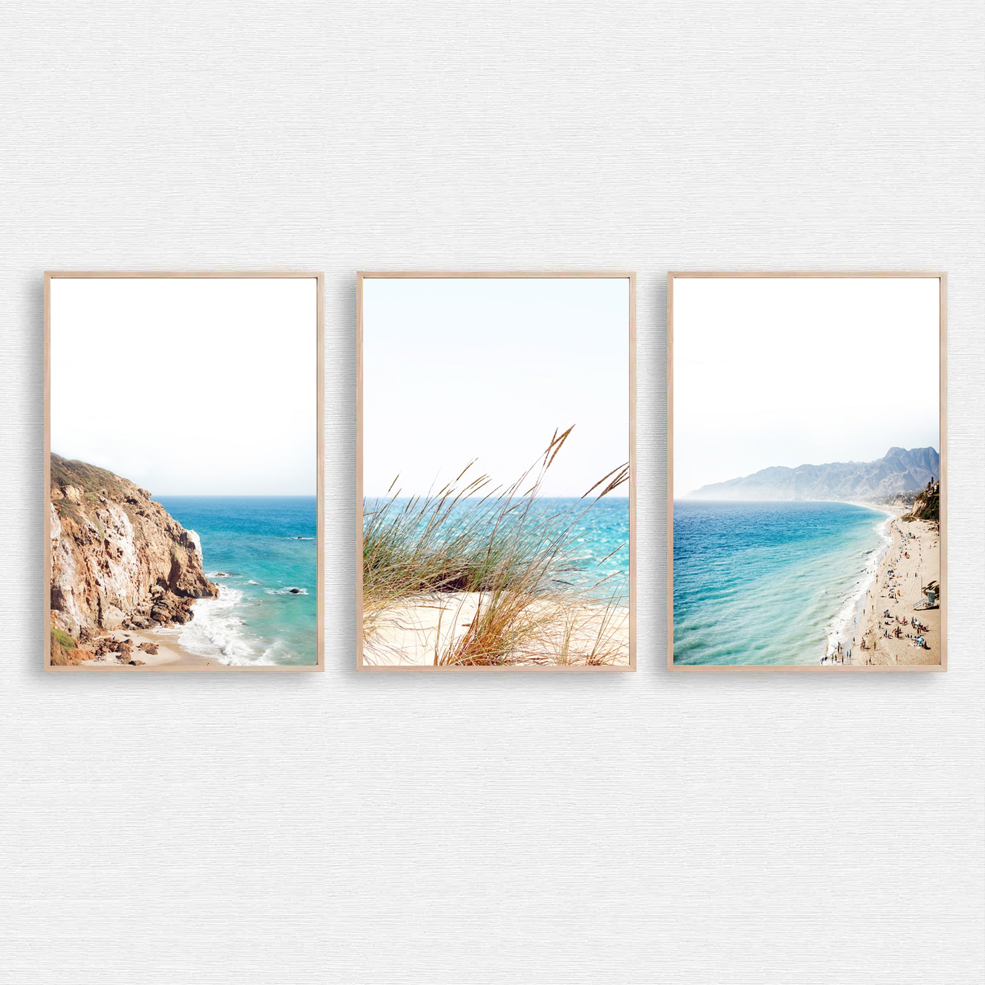 Seaside wall art set of 3 art prints.