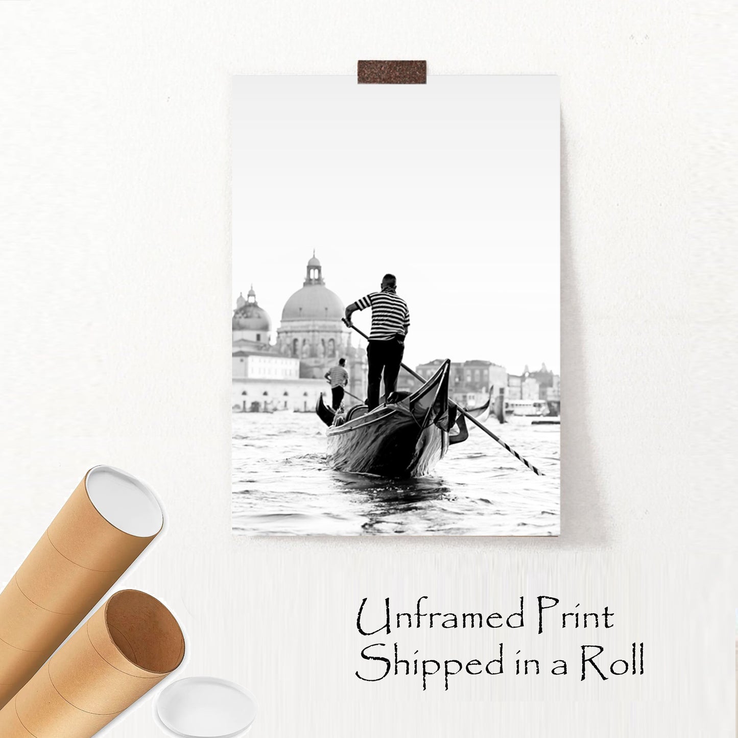 Unframed print with gondola.
