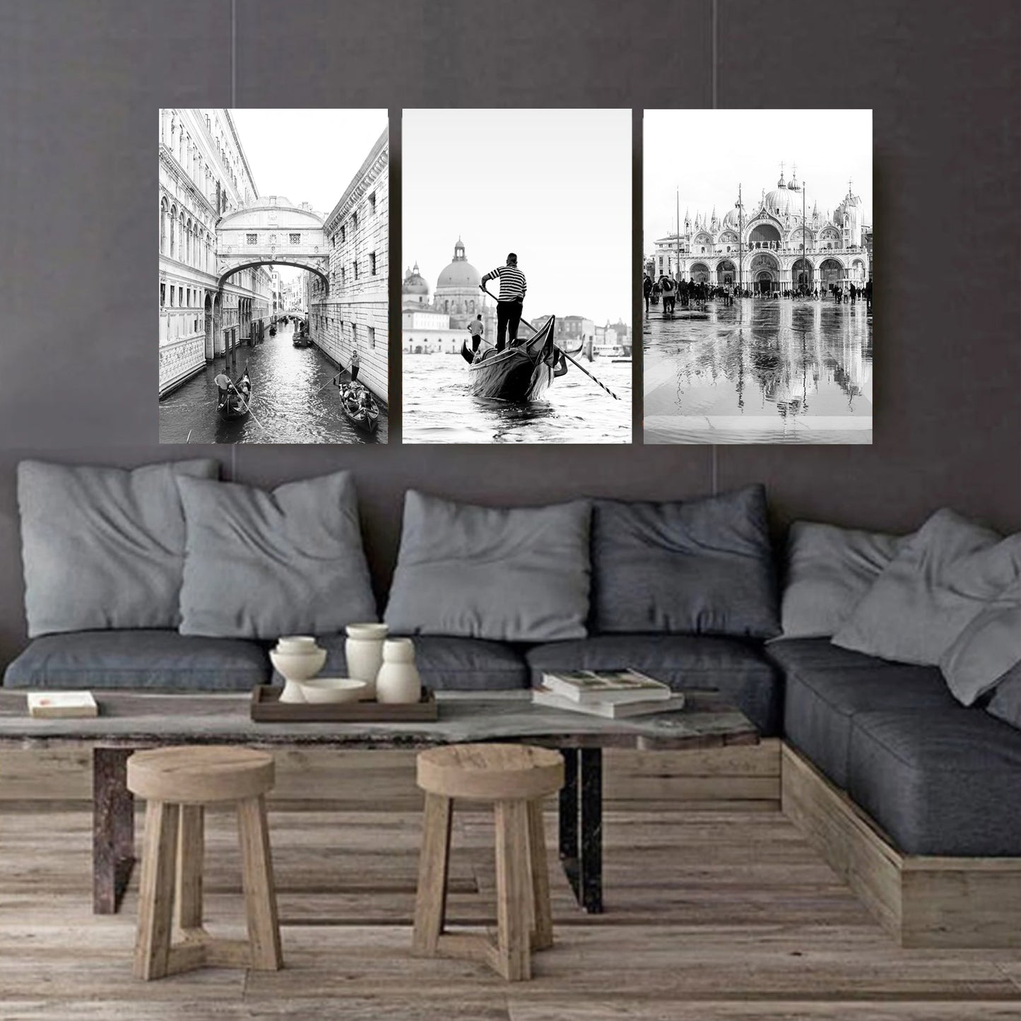 Stretched canvas with Venice views.