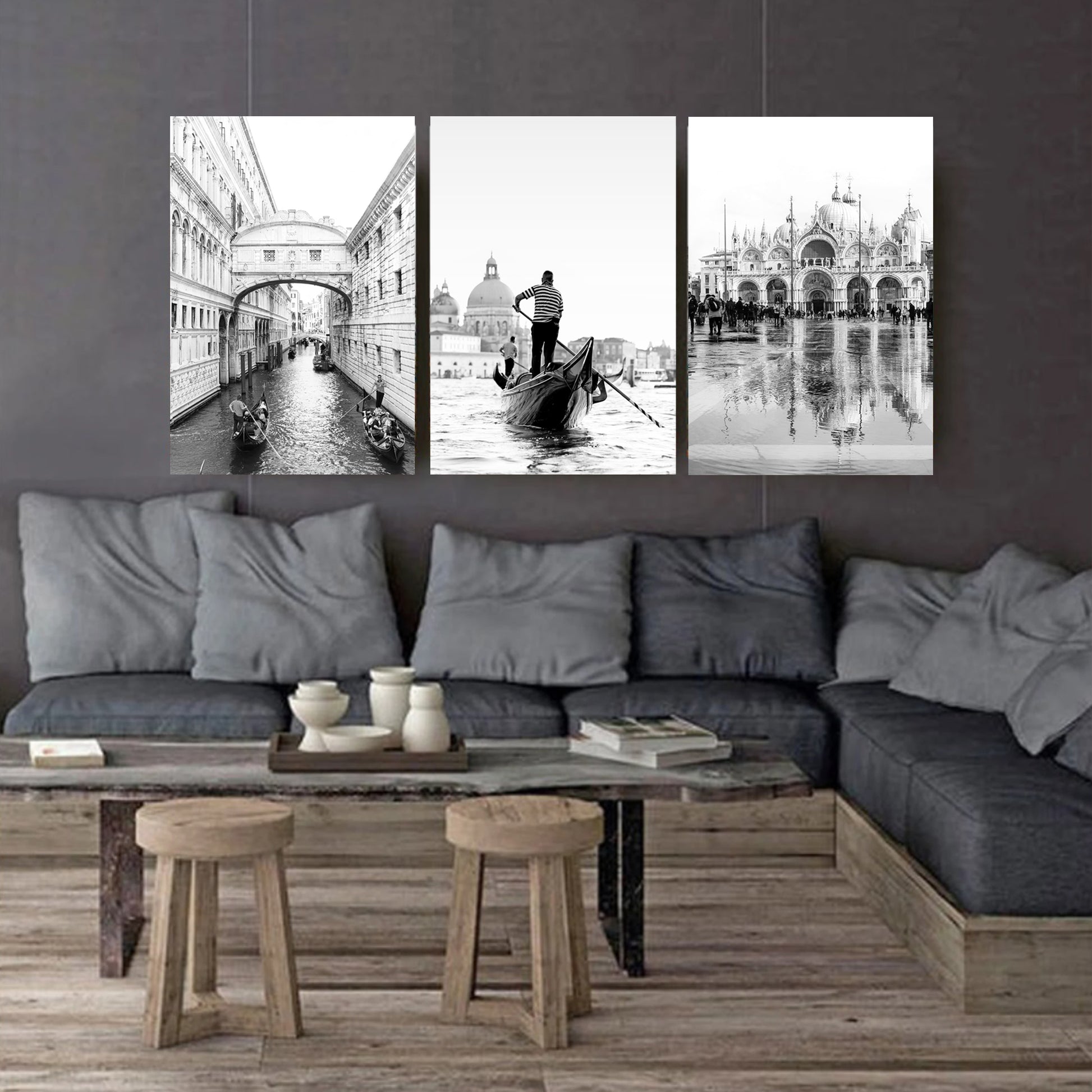 Stretched canvas with Venice views.