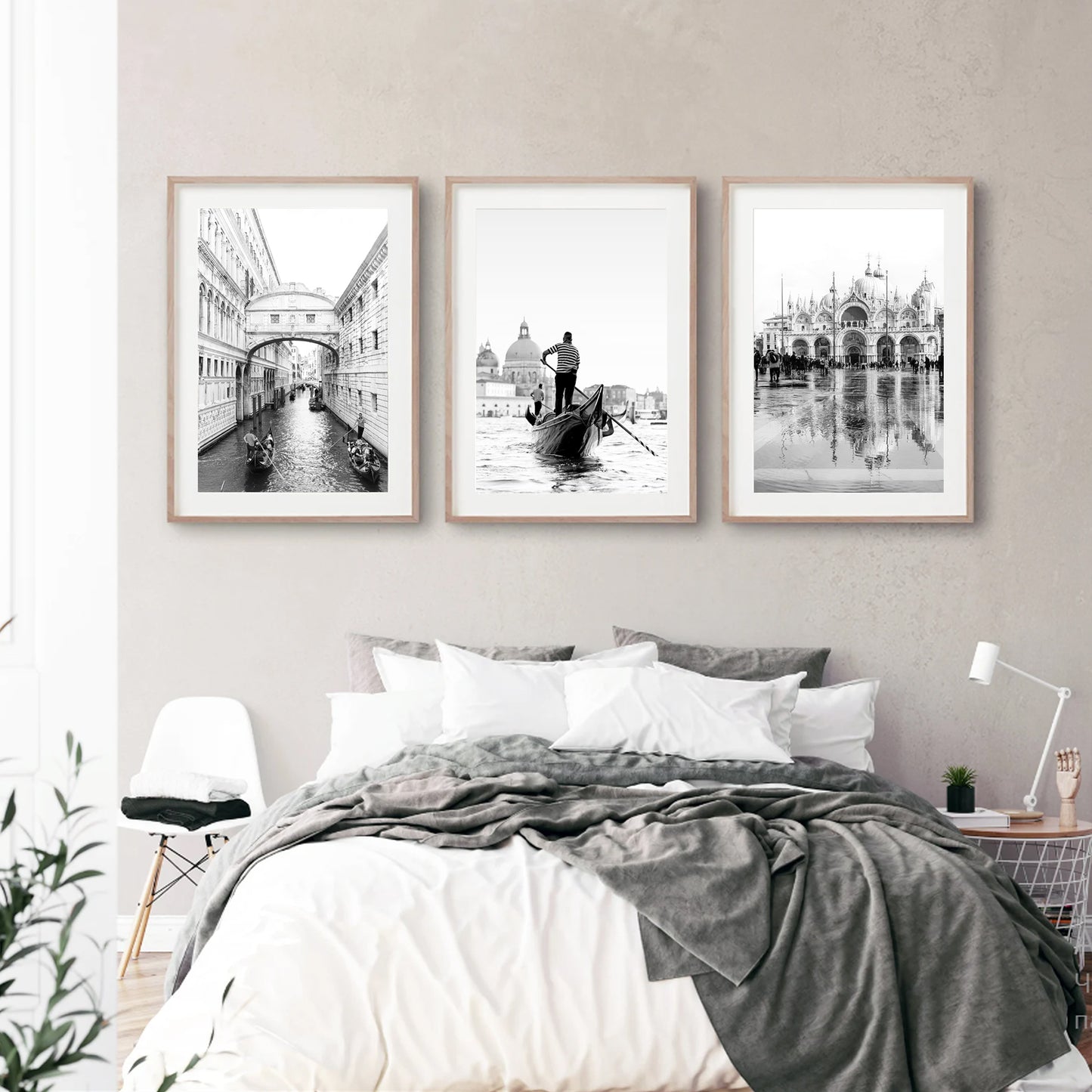 Venice triptych in the bedroom.