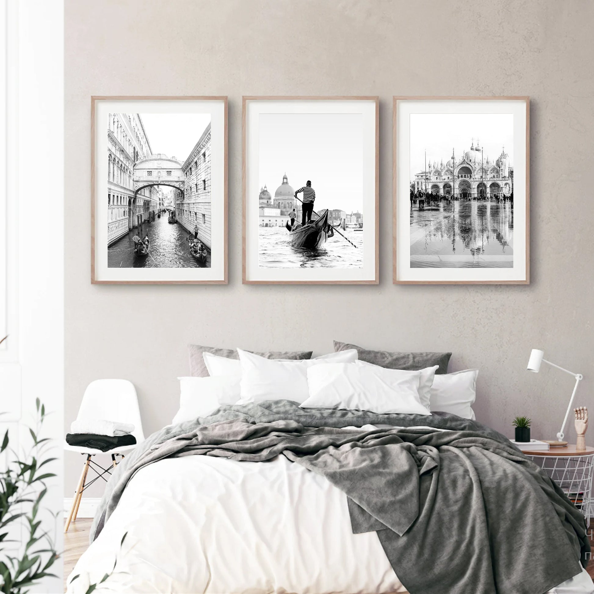 Venice triptych in the bedroom.