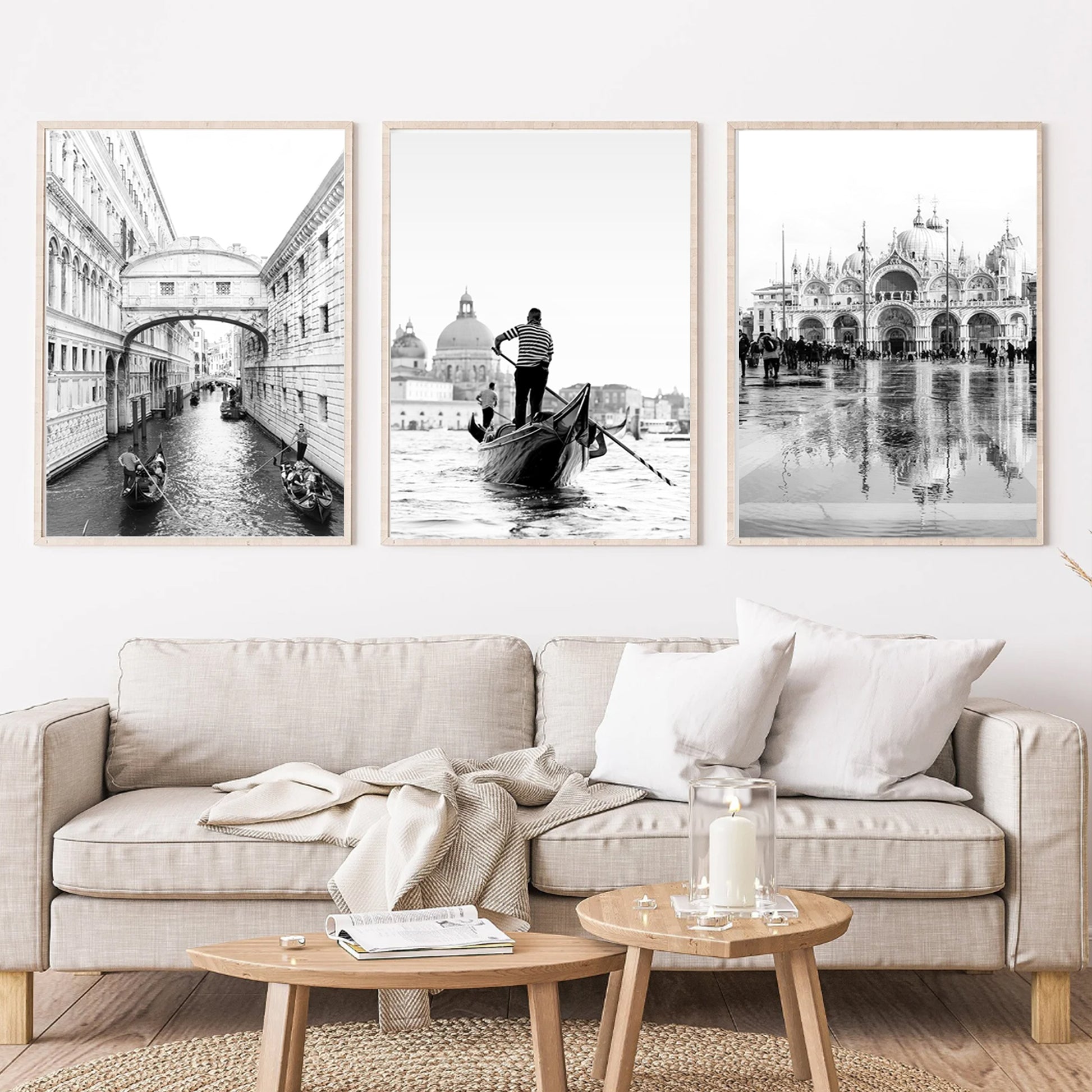 Black and white photo of Venice.